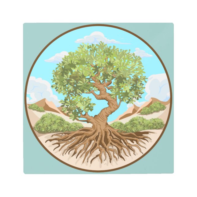 自由なパレスチナの地にオリーブの木の平和のシンボル メタルプリント (正面)