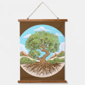 自由なパレスチナの地にオリーブの木の平和のシンボル 吊り下げ型タペストリー (正面)