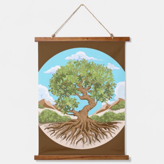 自由なパレスチナの地にオリーブの木の平和のシンボル 吊り下げ型タペストリー (正面)