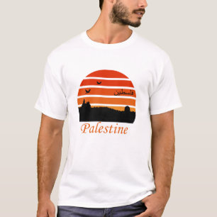 自由なパレスチナヴィンテージ夕日 Tシャツ