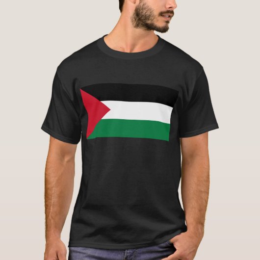 自由なパレスチナ-パレスチナの旗(علمفلسطين) Tシャツ (正面)