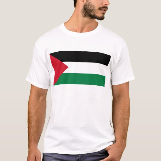 自由なパレスチナ-パレスチナの旗(علمفلسطين) Tシャツ (正面)