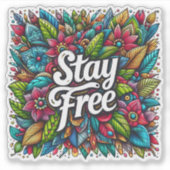 自由なフローラ鮮やかデザイン シール (正面)