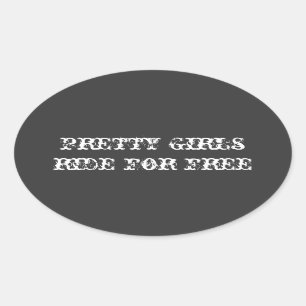 自由なヘルメットのステッカーのためのかわいらしい女の子の乗車 楕円形シール