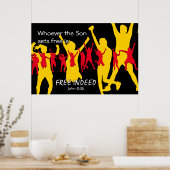 自由な人々の踊り | John 8:36 BLACK ポスター (キッチン)