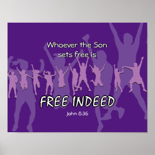 自由な人々の踊り John 8:36 PURPLE ポスター