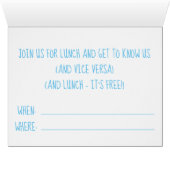 自由な昼食の招待カードをonboarding新しい従業員 (内部横(下))