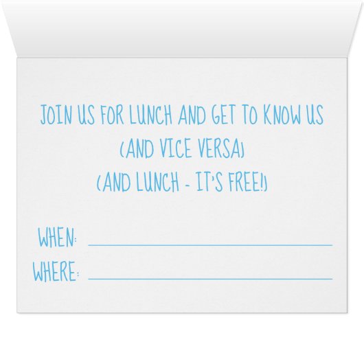 自由な昼食の招待カードをonboarding新しい従業員 (内部横(下))