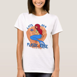 自由な海のプラスチックを許可します! 青い人魚 Tシャツ