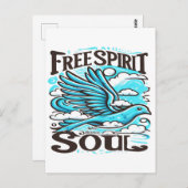 自由な精神と魂の空の鳥 ポストカード (正面/裏面)
