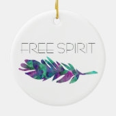 自由な精神の水彩画の羽 セラミックオーナメント (裏面)