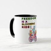 自由な開花レディーリバティーを花の自転車で マグカップ (正面左)