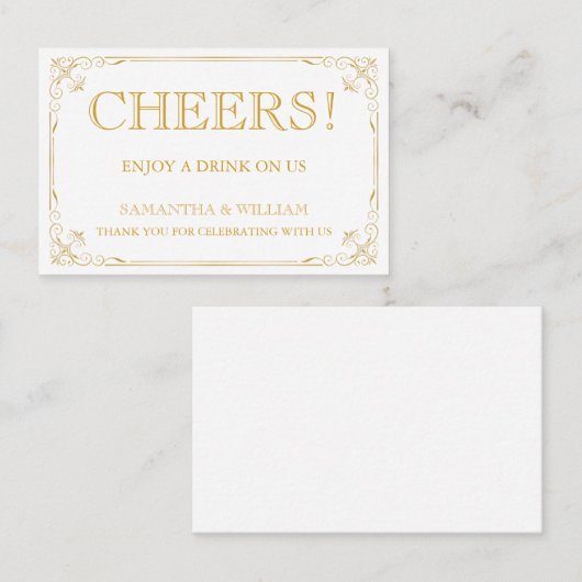 自由な飲み物のチケット|カスタムな色を結婚するヴィンテージ 名刺 (正面/裏面)