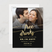 自由な飲み物の機知に富んだ写真の結婚式の保存日付 案内ポストカード (正面/裏面)