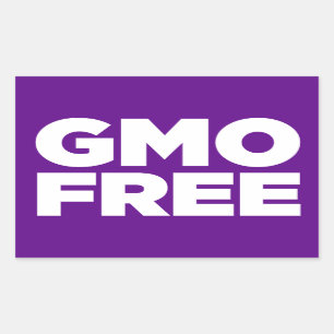自由なGMO (紫色) 長方形シール