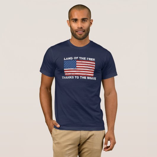 自由なTシャツの動揺してな米国の旗の土地 Tシャツ (正面フル)