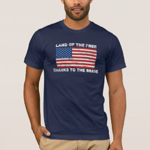 自由なTシャツの動揺してな米国の旗の土地 Tシャツ