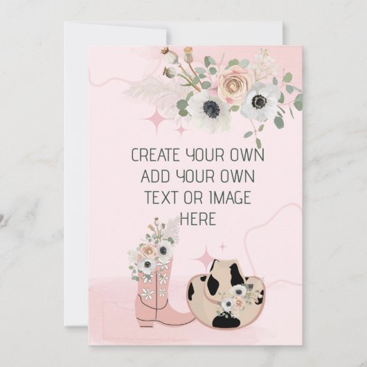 自由にカスタマイズ!DIY ウエスタンカウガール サドルアップ 招待状 (正面)