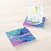 自由に流れる質感、高級抽象芸術アート。 ガラスコースター (アングル)