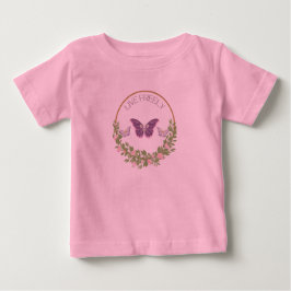 自由に生きて バタフライ フラワープリントTシャツ ベビーTシャツ