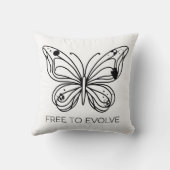 自由に進化バタフライミニマリストラインアート クッション (裏面)