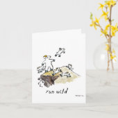 「自由に遊んでね」 小さいサイズ、4x5.6インチの白いグリーティングカード カード (黄色い花)