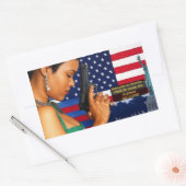 自由のために背が高く安定して立つ！ 長方形シール (封筒)