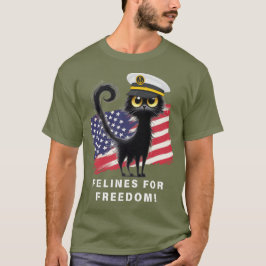 自由のためのネコ 愛国的なネコ 水兵帽をかぶる Tシャツ