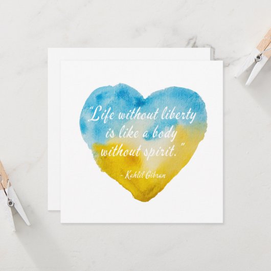 自由のない生活引用文ウクライナハート カード (正面/裏面インサイチュ)