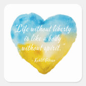自由のない生活引用文ウクライナハート スクエアシール (正面)