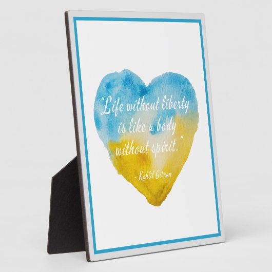 自由のない生活引用文ウクライナハート フォトプラーク (側面)