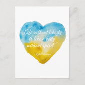 自由のない生活引用文ウクライナハート ポストカード (正面)