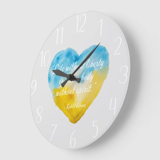 自由のない生活引用文ウクライナハート ラージ壁時計 (傾斜)