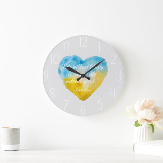 自由のない生活引用文ウクライナハート ラージ壁時計 (ホーム)