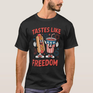 自由のような子供の好き4th 7月ホットドッグソーダUSA Tシャツ