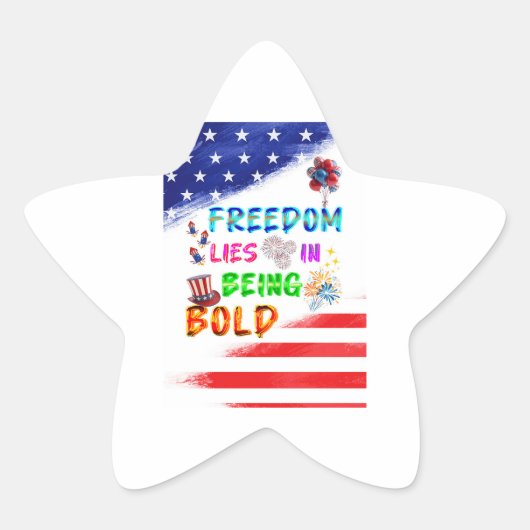 自由のアクセサリーは大胆さにあります 星シール (正面)