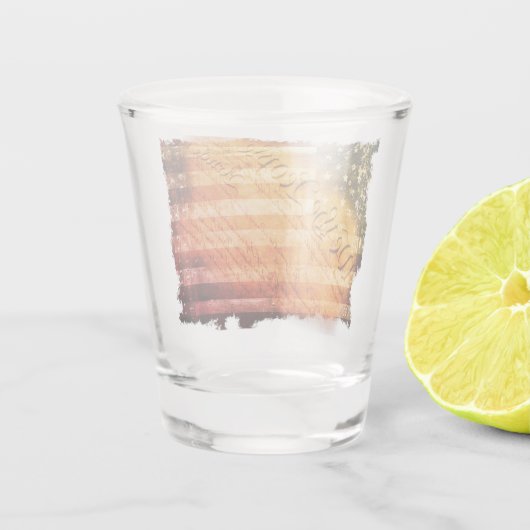 自由のショットレトロロックヴィンテージアメリカ国旗 ショットグラス (裏面)