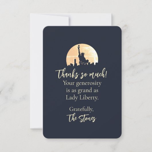 自由のシルエットのニューヨークのスカイライン像 サンキューカード (正面)