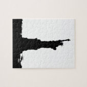 自由のシルエットの白黒の像 ジグソーパズル (横)