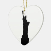 自由のシルエットの白黒の像 セラミックオーナメント (左)