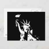 自由のシルエットの白黒の像 ポストカード (正面/裏面)