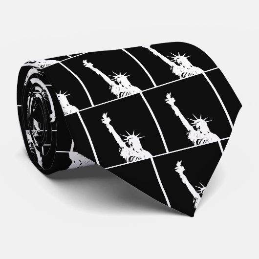 自由のシルエットポップ・アートのの白黒の芸術像 ネクタイ (ロール)