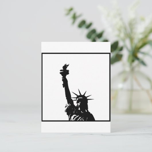 自由のシルエットポップ・アートのの白黒の芸術像 ポストカード (スタンド正面)