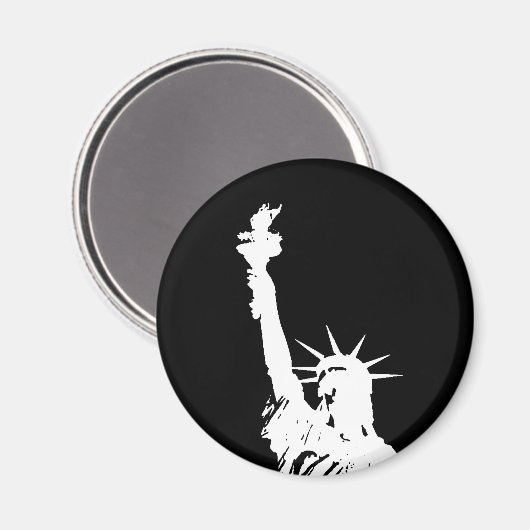 自由のシルエットポップ・アートのの白黒の芸術像 マグネット (正面/裏面)