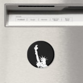 自由のシルエットポップ・アートのの白黒の芸術像 マグネット (インサイチュ (食洗機))