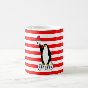 自由のペンギンの旗のマグ コーヒーマグカップ