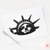 自由のポップ・アートの白黒像ステッカー 楕円形シール (封筒)