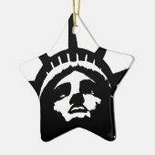 自由のポップ・アートの白黒像 セラミックオーナメント (左)