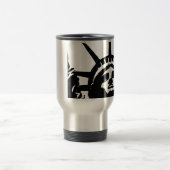 自由のポップ・アートの白黒像 トラベルマグ (中央)