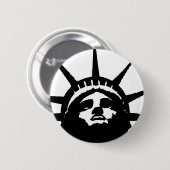 自由のポップ・アートの白黒像 缶バッジ (正面&裏面)